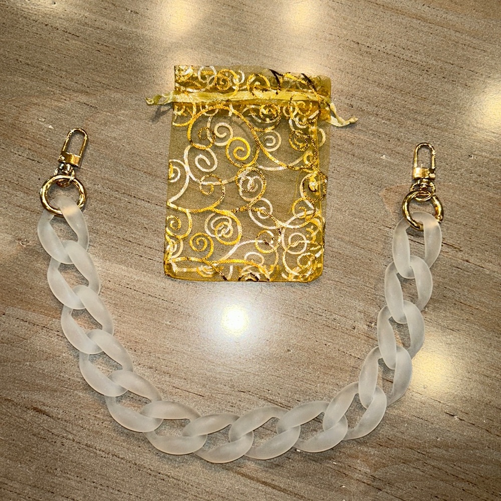 Accessory chain for Purse Handbag- gold and frosted linked plastic chain